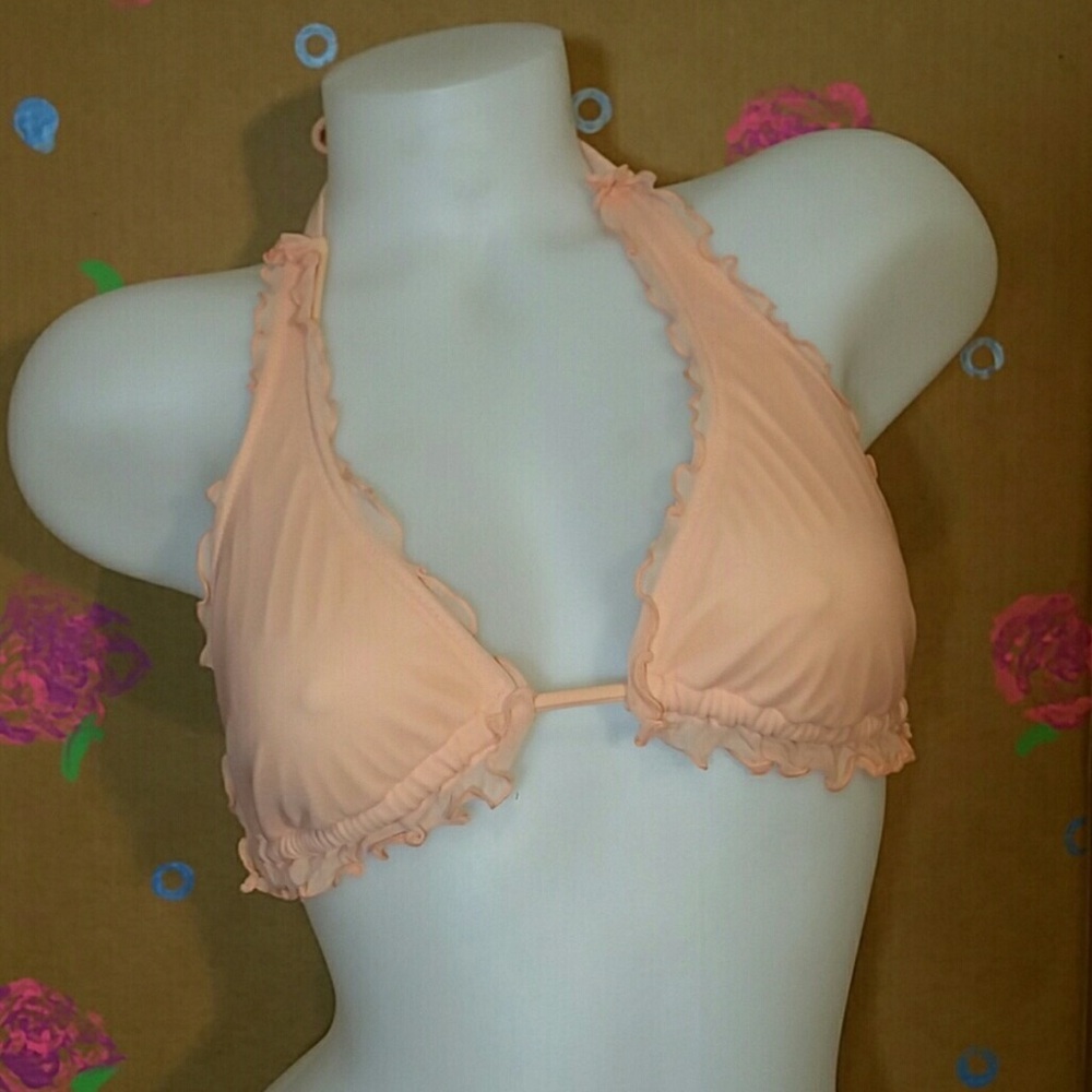 Victoria's Secret Peach Ruffled Bikini Top Size M